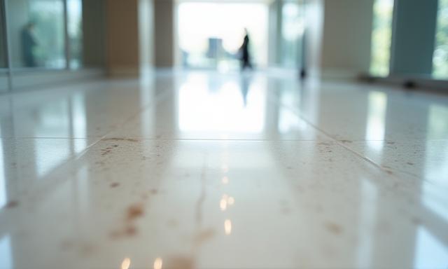 Polished floor shining brightly in a commercial building
